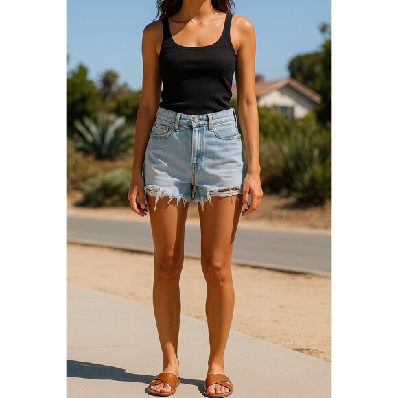 Madewell Relaxed Denim Cutoff Shorts Light Wash Women’s Size 26 Distressed - Picture 1 of 10